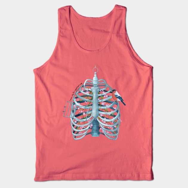 I know why the caged bird sings - Rib cage with bird & flowers Tank Top by stylecomfy